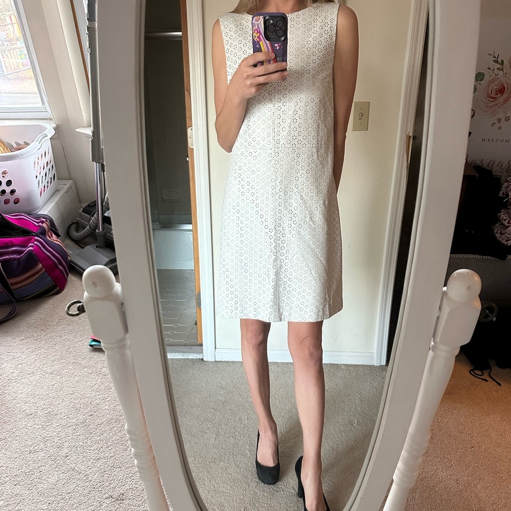 Pink Tartan light grey/white eyelet sleeveless dress Size 6